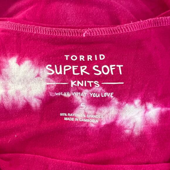 Torrid Super Soft Knits Pink Short Sleeve T-Shirt in Tie Dye Size 5X - Picture 6 of 8